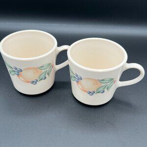 Vintage 1990s Corelle Abundance Fruit Print Coffee Cup (Set of 2)